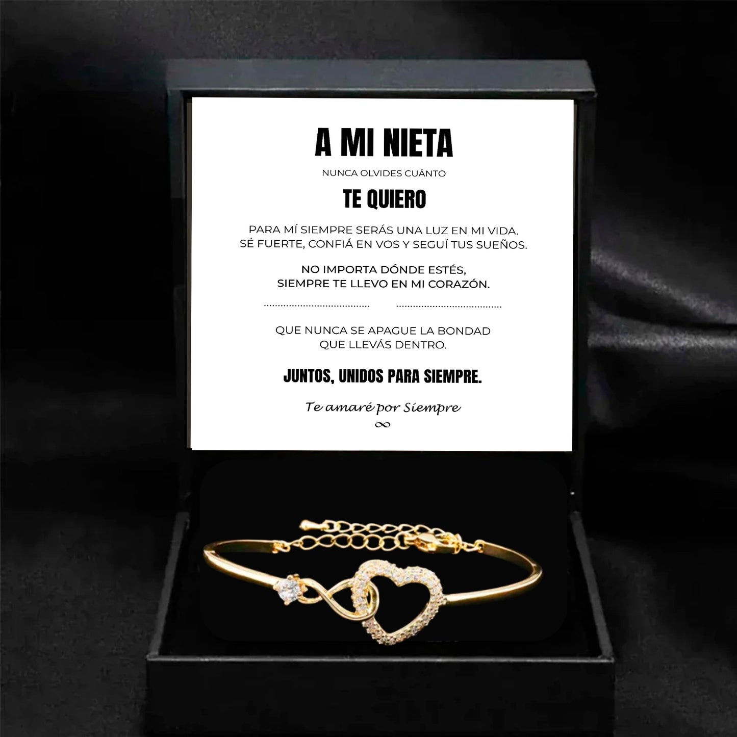 A Mi Nieta | Siempre Unidos | Pulsera Corazón
