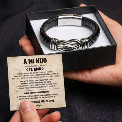 A Mi Hijo | Siempre Unidos | Pulsera de Cuero