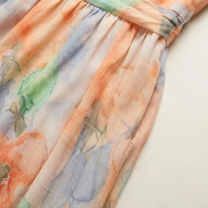 Paula | Vestido de Cuello Halter con Estampado de Acuarela