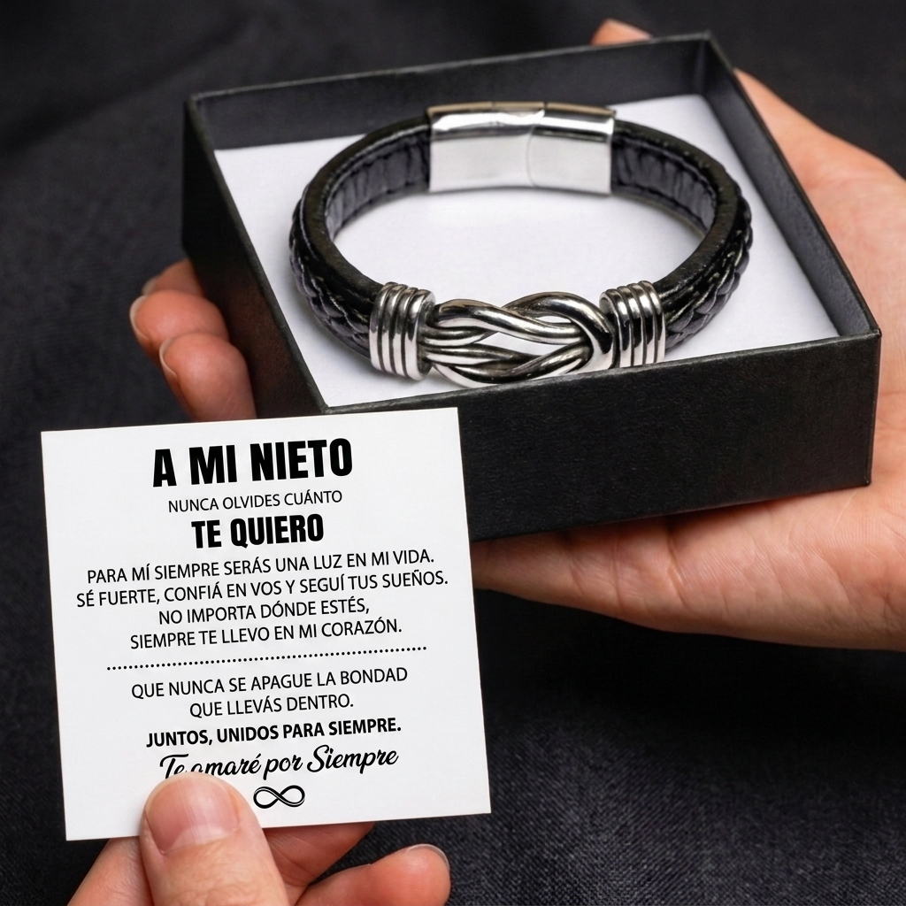 A Mi Nieto | Siempre Unidos | Pulsera de Cuero