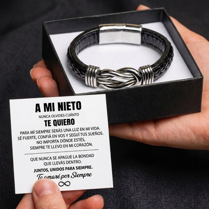 A Mi Nieto | Siempre Unidos | Pulsera de Cuero