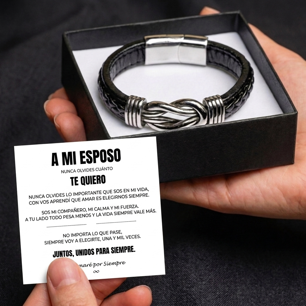 A Mi Esposo | Siempre Unidos | Pulsera de Cuero