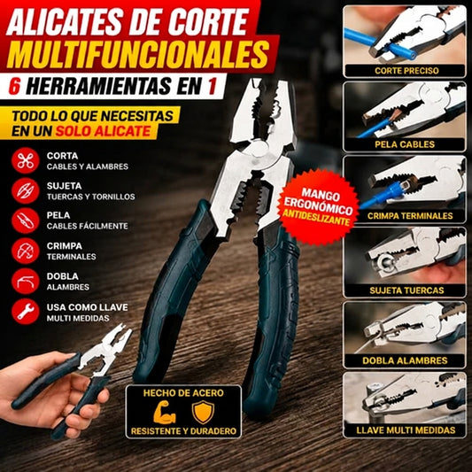 Alicate Multifunción 6 en 1 – Pinza Pela-Cables Profesional